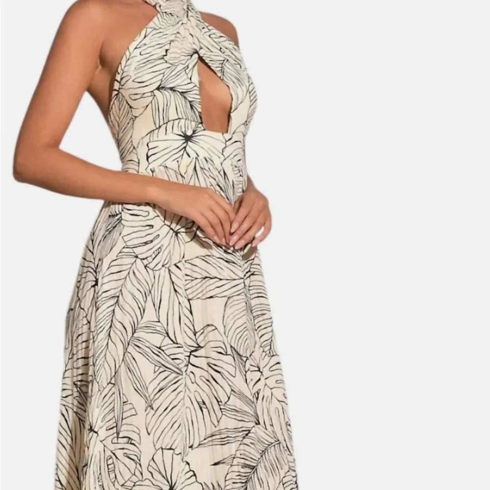 ELAN Criss Cross Maxi Dress Cream & Black Size M - Picture 11 of 11